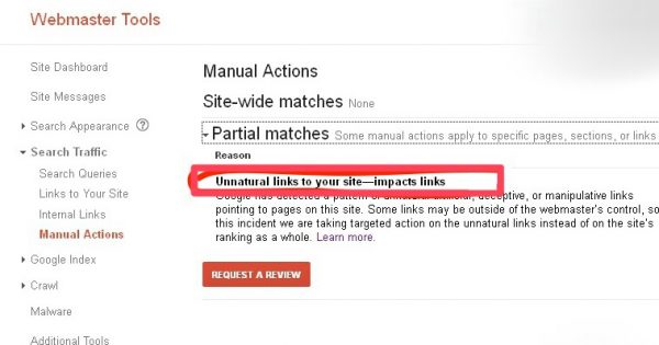 check your site is penalized by google manual actions