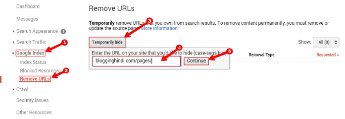 Google Se Blog Ki Kisi Bhi URL Link Ko Remove Kaise Kare 6
