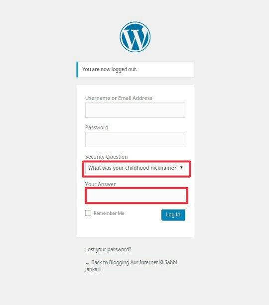 WordPress Login Page Me Security Question Kaise Add Kare 9